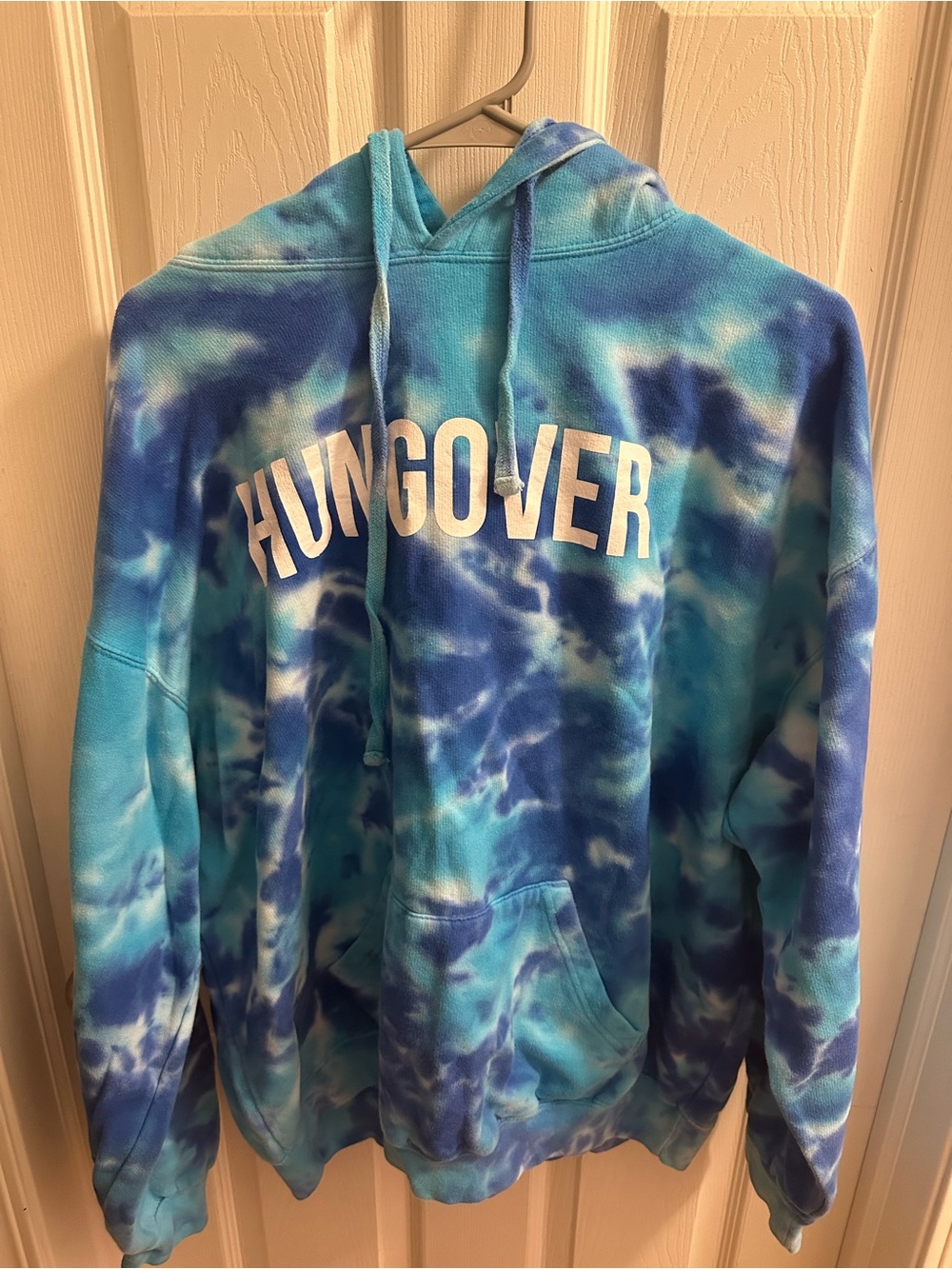 Blue Tie-Dye 'HUNGOVER' Pullover Hoodie by Barstool Sports